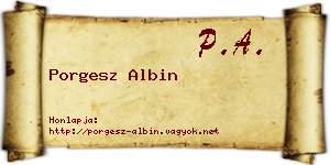 Porgesz Albin névjegykártya